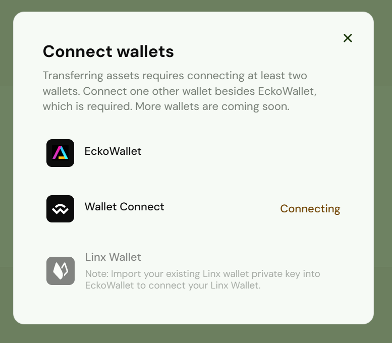 Step 2: Select wallet from modal