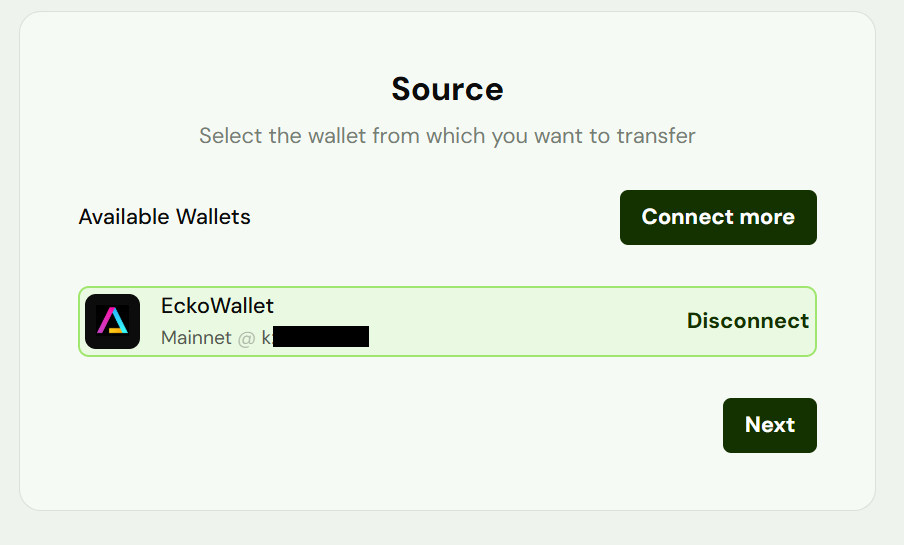 Step 3: Confirm source wallet and chain