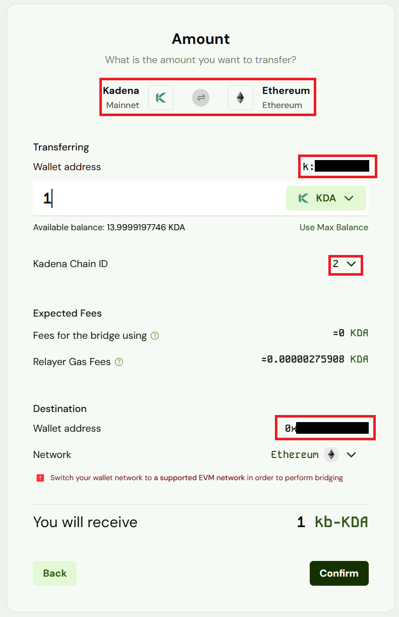 Final step: Review and confirm transaction details